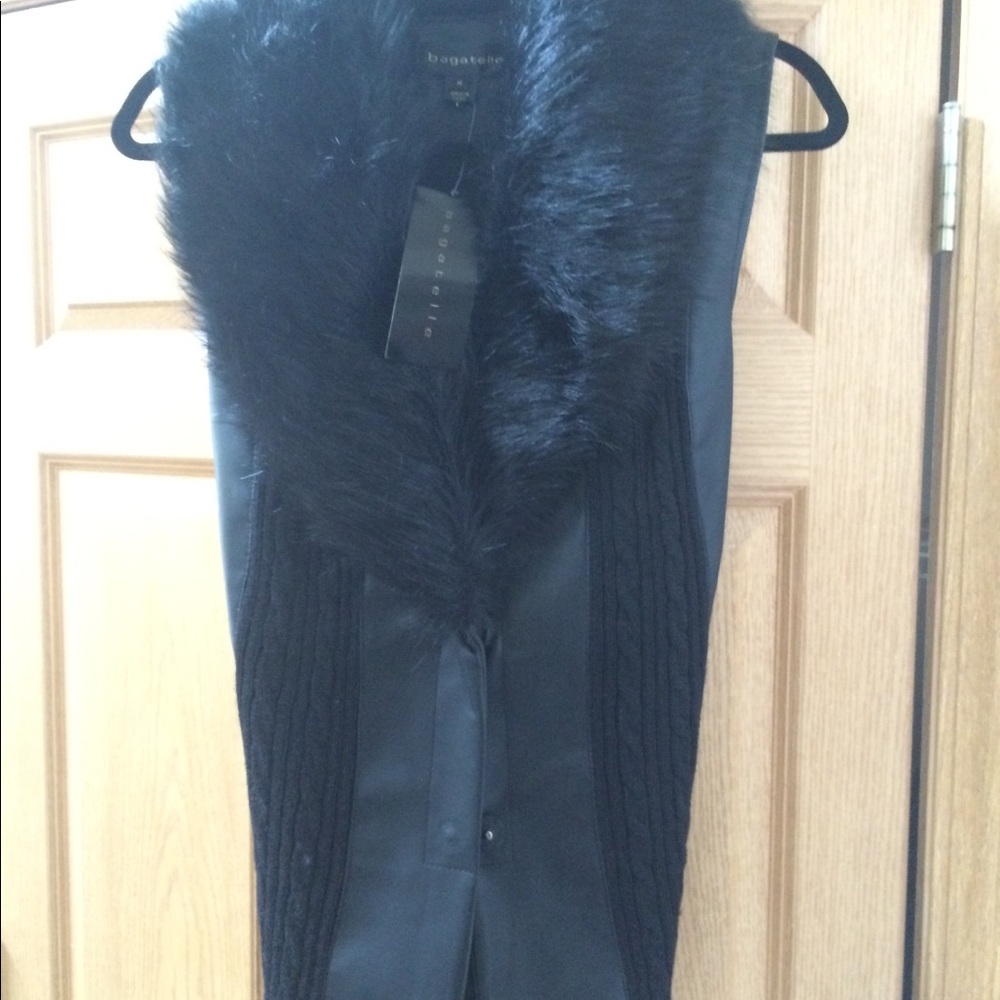 Bagatelle faux fur/leather belted vest